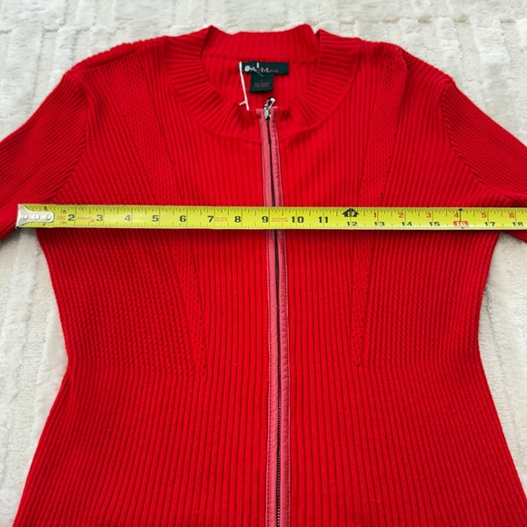 Alberto Makali Red Ribbed Full Zip Sweater Size Large - Picture 4 of 6